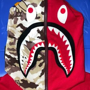 OVO x BAPE CAMO SHARK REVERSIBLE FULL-ZIP HOODIE